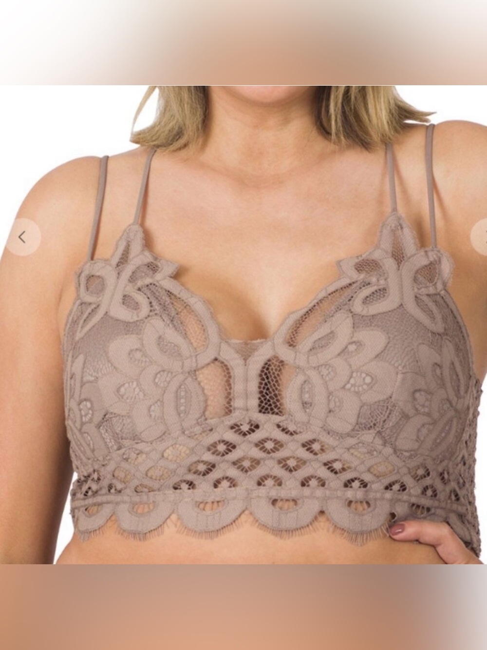 Zenana Lace Bralette in Chai Tea (Tan) Size 3X NWOT